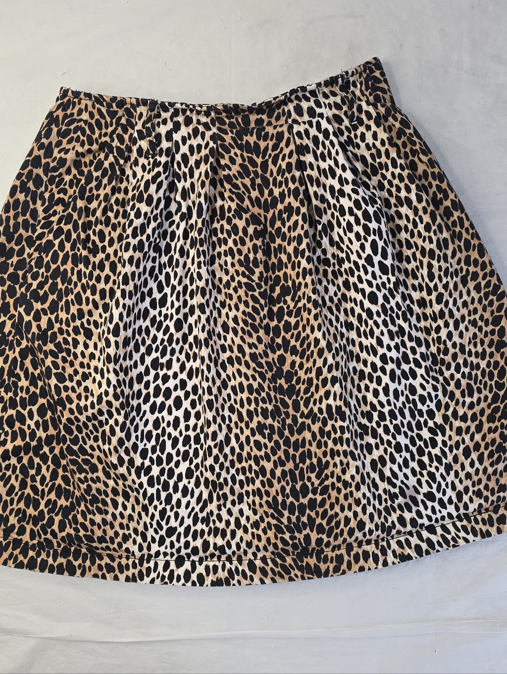 White House Black Market Short A-Line Skirt Leopard Print Lined Cotton Stretch 2